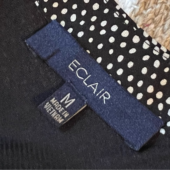 Drop Waist Ruffle dress in Black with Ecru Dots - Picture 3 of 4